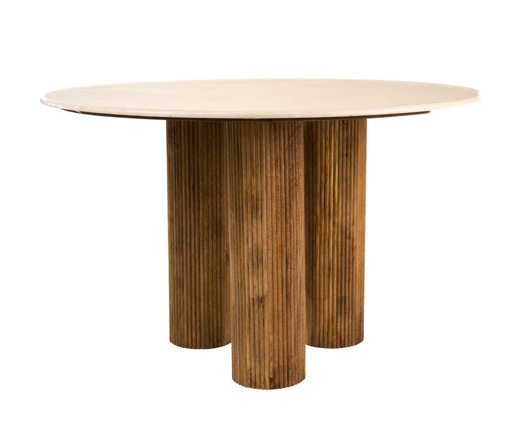 Hayden - Modern Marble + Wood Round Dining Table