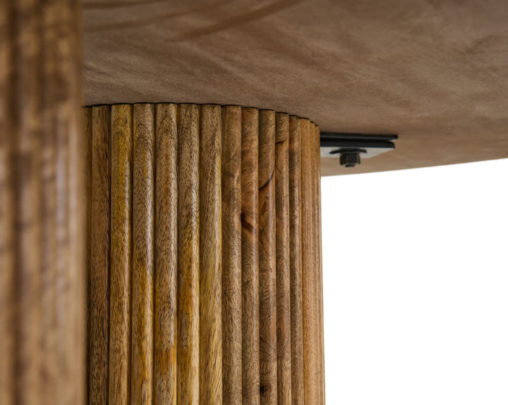 Hayden - Modern Marble + Wood Round Dining Table