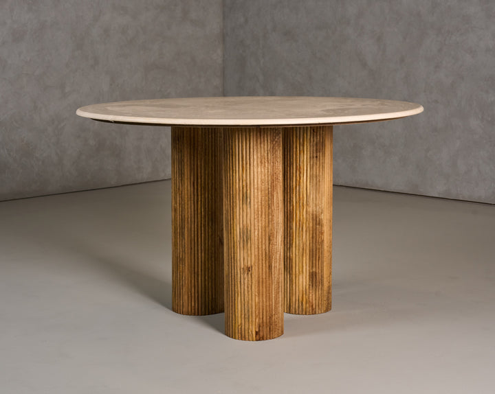Hayden - Modern Marble + Wood Round Dining Table