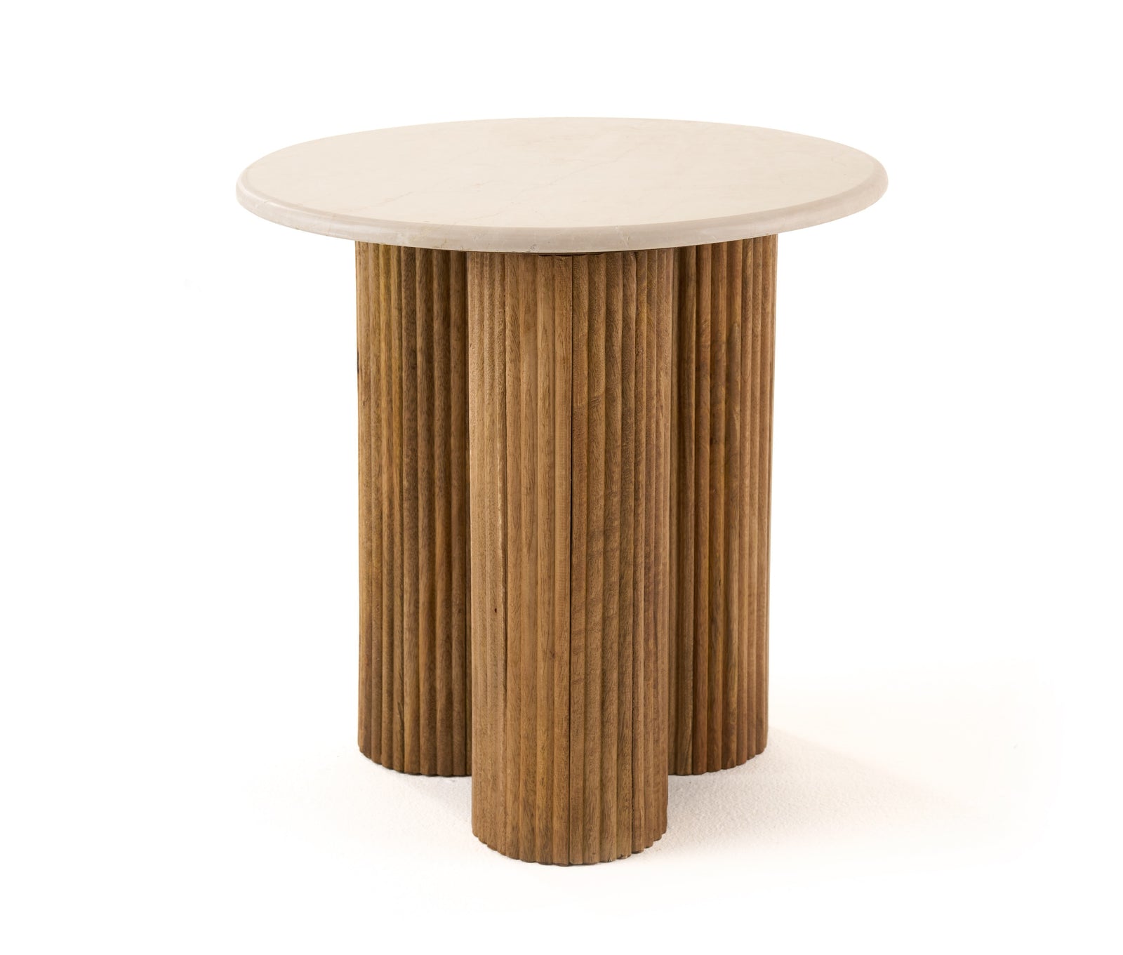 Hayden - Modern Marble  Wood Round End Table