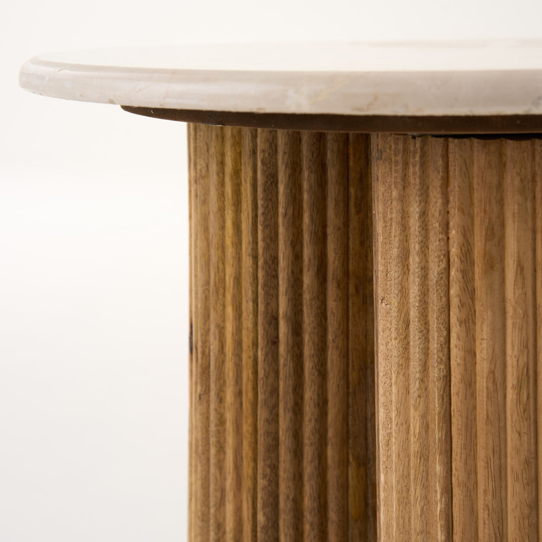 Hayden - Modern Marble + Wood Round End Table