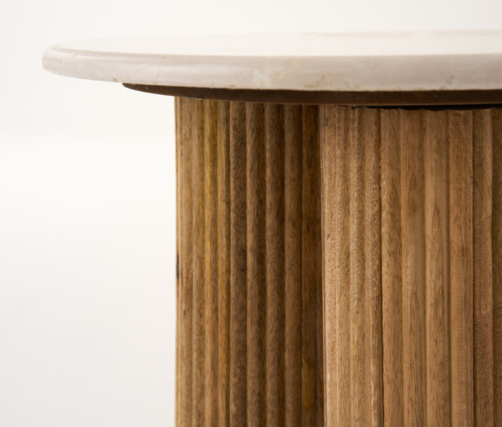Hayden - Modern Marble  Wood Round End Table