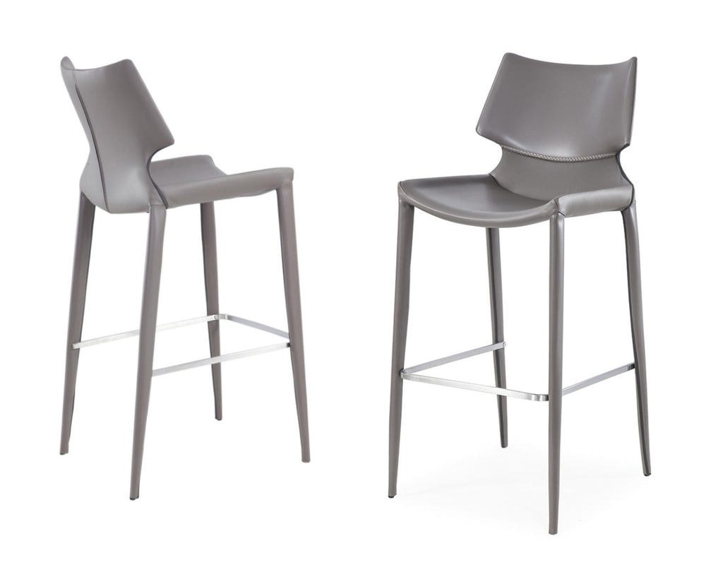 Hayes Modern Grey Eco-Leather Bar Stool (Set of 2) - View 3
