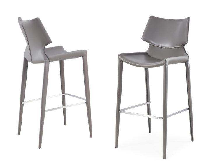 Hayes Modern Grey Eco-Leather Bar Stool 