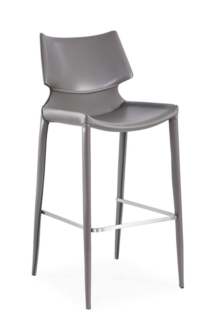Hayes Modern Grey Eco-Leather Bar Stool (Set of 2) - View 4