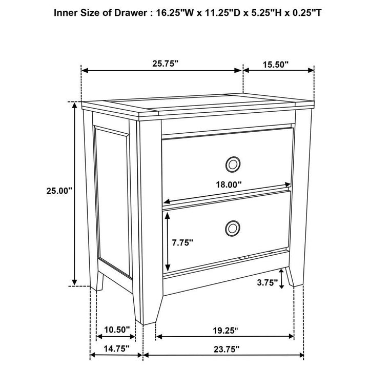 Hazlewood - 2 - Drawer Nightstand Bedside Table - Vineyard Oak Accent Nightstand modern furniture Contempo Furniture