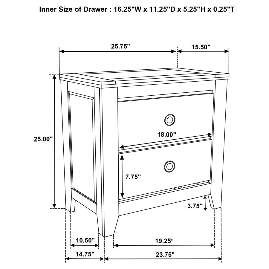 Hazlewood - 2 - Drawer Nightstand Bedside Table - Vineyard Oak Accent Nightstand modern furniture Contempo Furniture