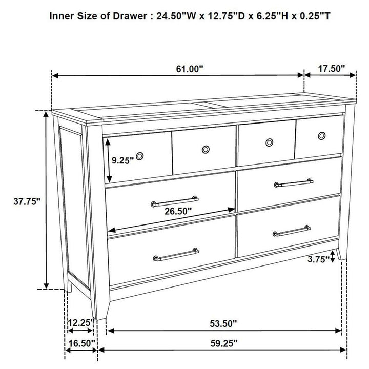 Hazlewood - 6 - Drawer Bedroom Dresser Cabinet - Vineyard Oak Dressers modern furniture Contempo Furniture