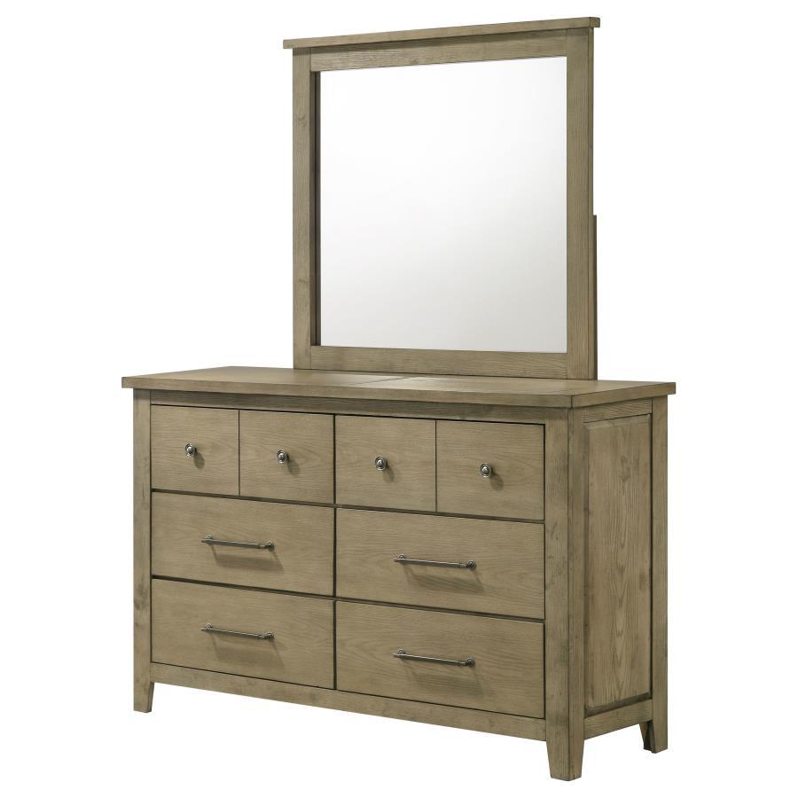 Hazlewood - 6 - Drawer Bedroom Dresser With Mirror - Vineyard Oak Dresser & Mirror modern furniture Contempo Furniture