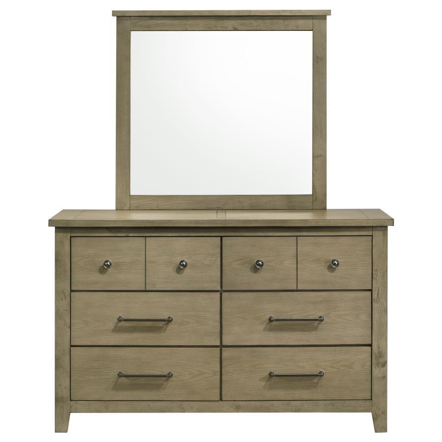 Hazlewood - 6 - Drawer Bedroom Dresser With Mirror - Vineyard Oak Dresser & Mirror modern furniture Contempo Furniture