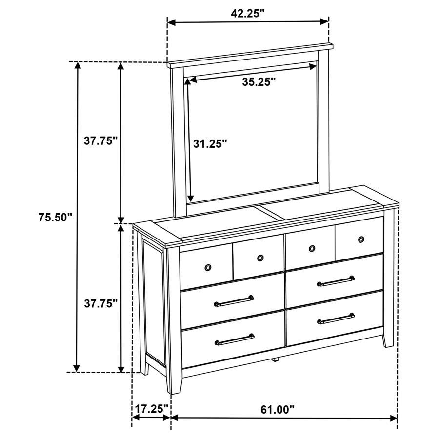 Hazlewood - 6 - Drawer Bedroom Dresser With Mirror - Vineyard Oak Dresser & Mirror modern furniture Contempo Furniture