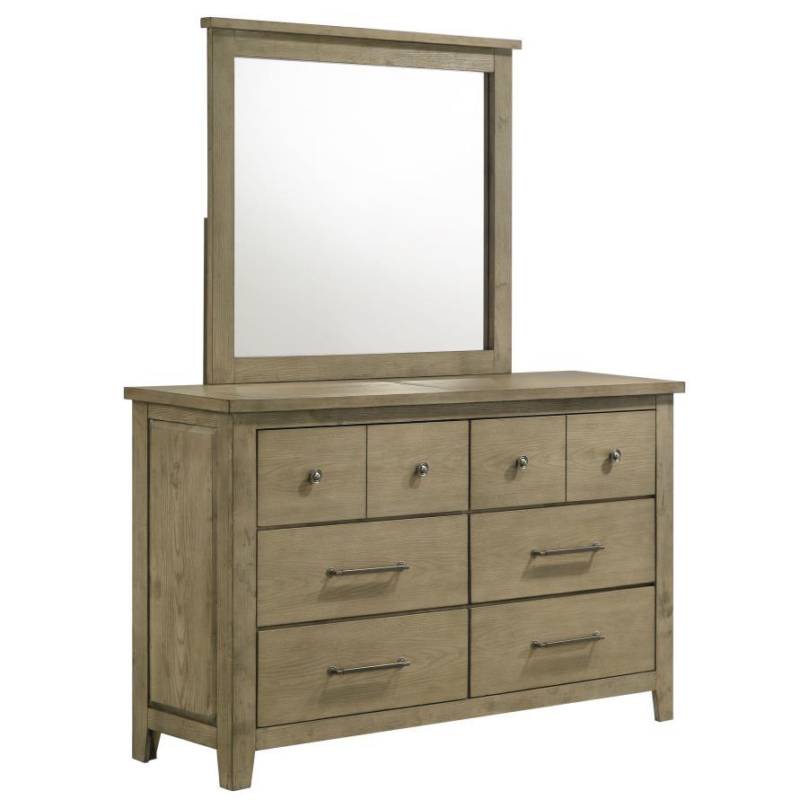 Hazlewood - 6 - Drawer Bedroom Dresser With Mirror - Vineyard Oak Dresser & Mirror modern furniture Contempo Furniture