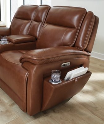 Healy Pier Power Reclining Loveseat with Console - Dark Brown Reclining Loveseat modern furniture Contempo Furniture
