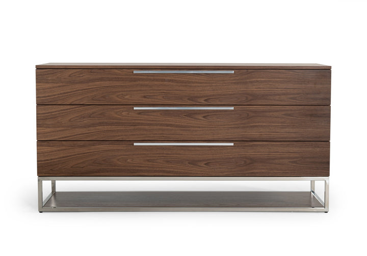 Heloise - Contemporary Walnut &amp; Stainless Steel Dresser