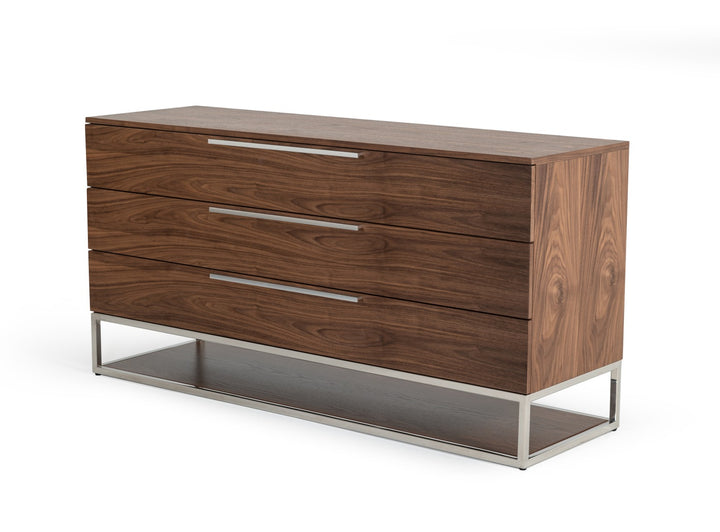 Heloise - Contemporary Walnut &amp; Stainless Steel Dresser