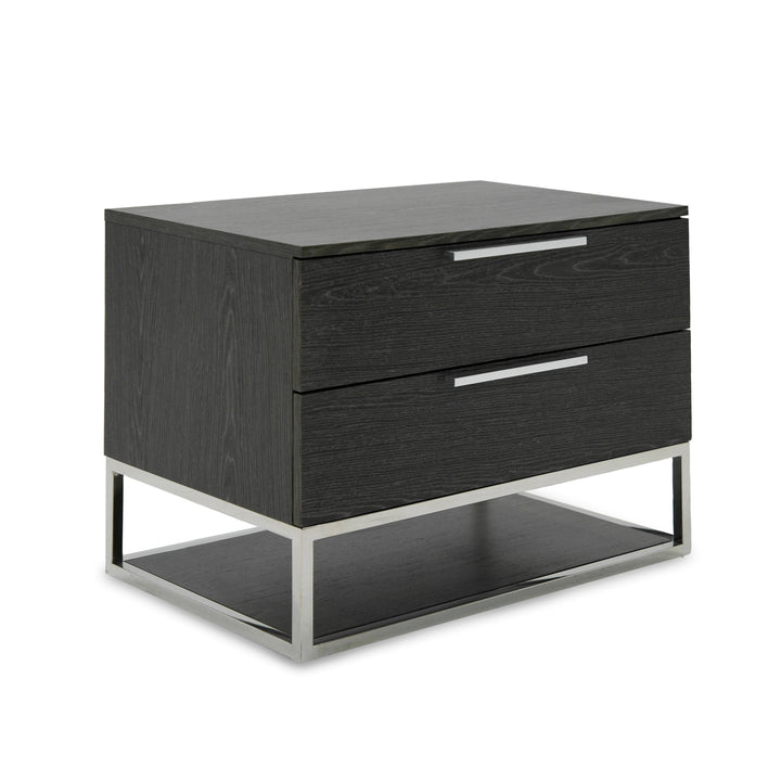 Heloise - Contemporary White Leather &amp; Grey Elm 4-Piece Bedroom Set