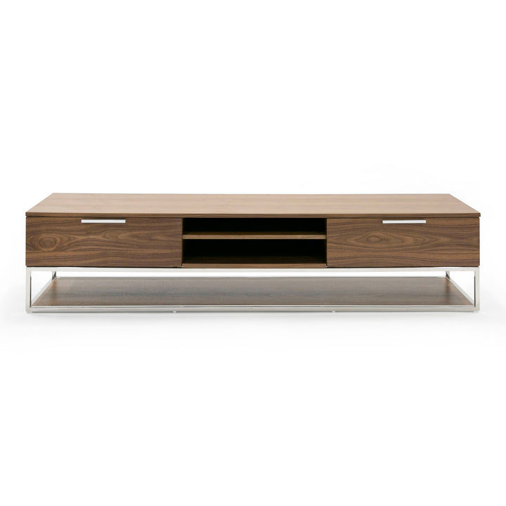 Heloise - Modern Walnut and Stainless Steel TV Stand