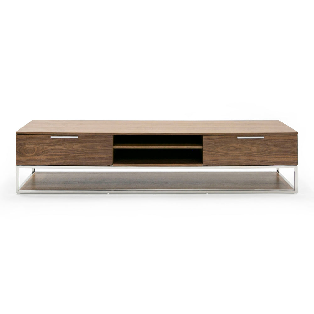 Heloise - Modern Walnut and Stainless Steel TV Stand