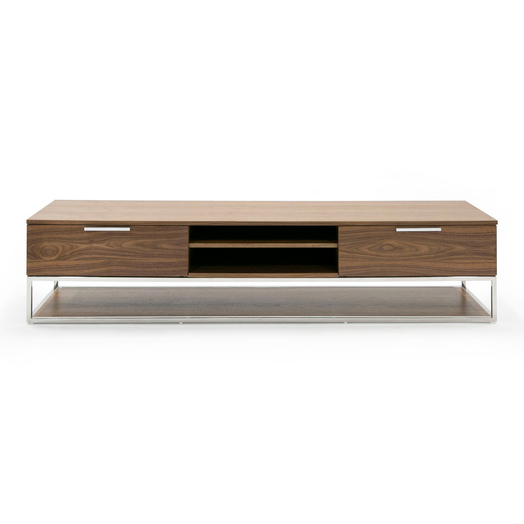 Heloise - Modern Walnut and Stainless Steel TV Stand