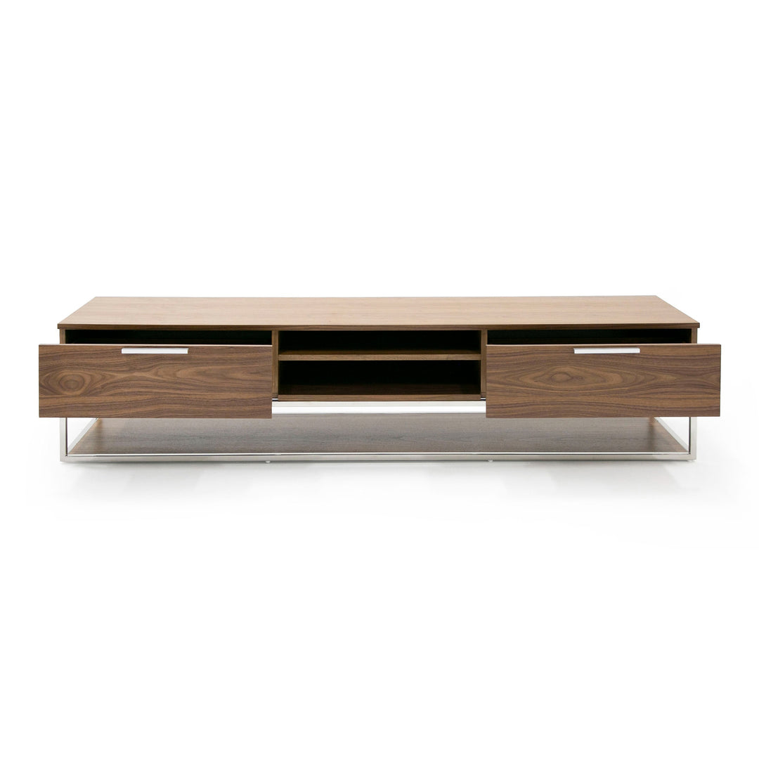 Heloise - Modern Walnut and Stainless Steel TV Stand