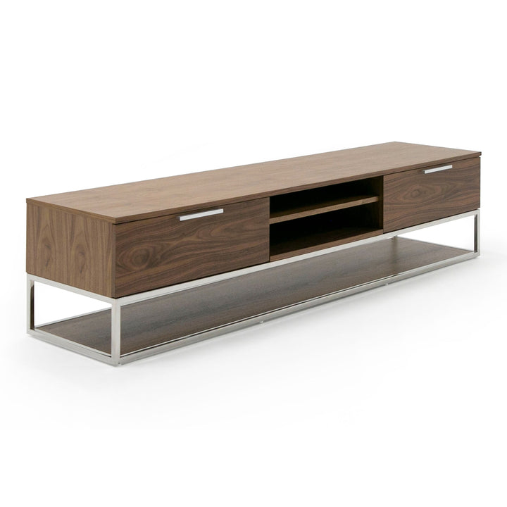 Heloise - Modern Walnut and Stainless Steel TV Stand