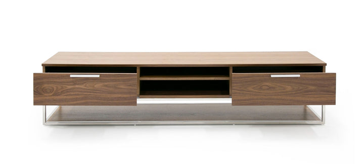 Heloise - Modern Walnut and Stainless Steel TV Stand