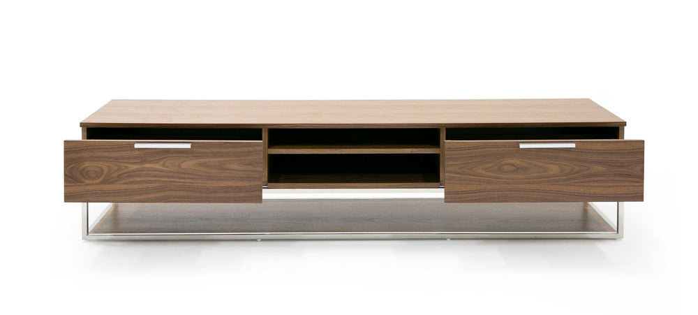 Heloise - Modern Walnut and Stainless Steel TV Stand - View 2