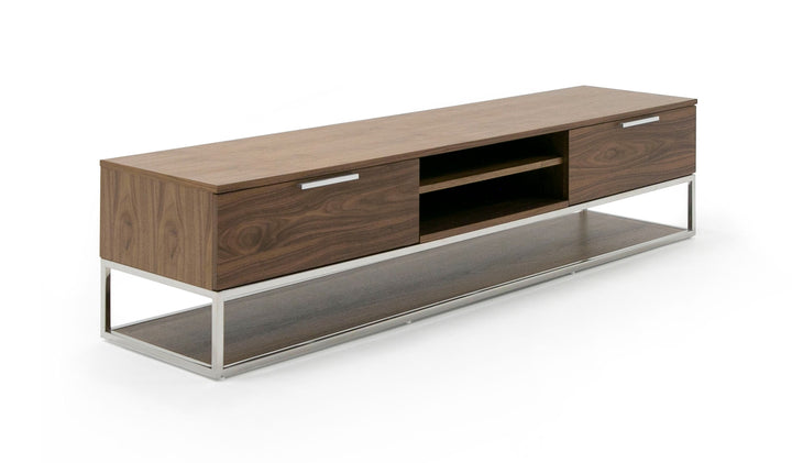 Heloise - Modern Walnut and Stainless Steel TV Stand