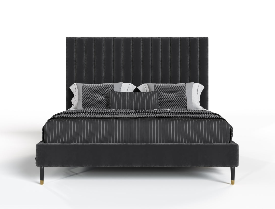 Hemlock - Modern Dark Grey Velvet Bed