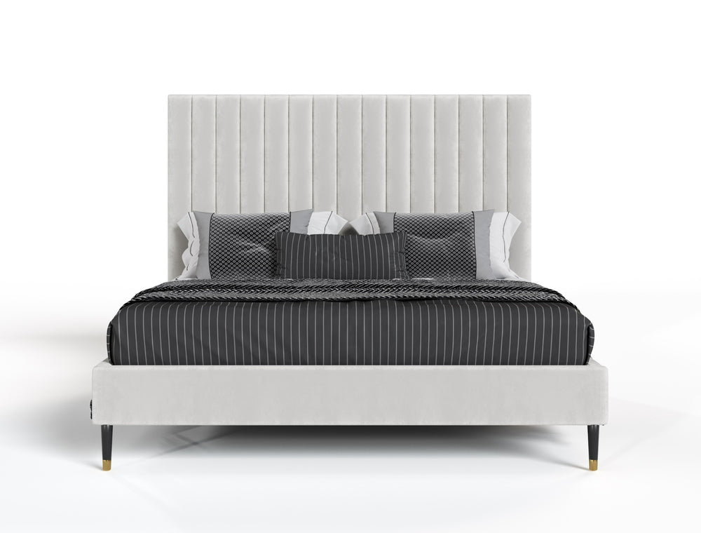 Hemlock - Contemporary White Fabric Bed - View 4