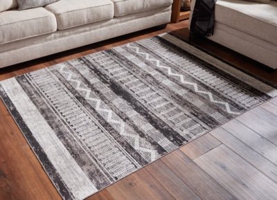 Henchester 5' x 7' Washable Rug - Dark Gray Washable Rug modern furniture Contempo Furniture