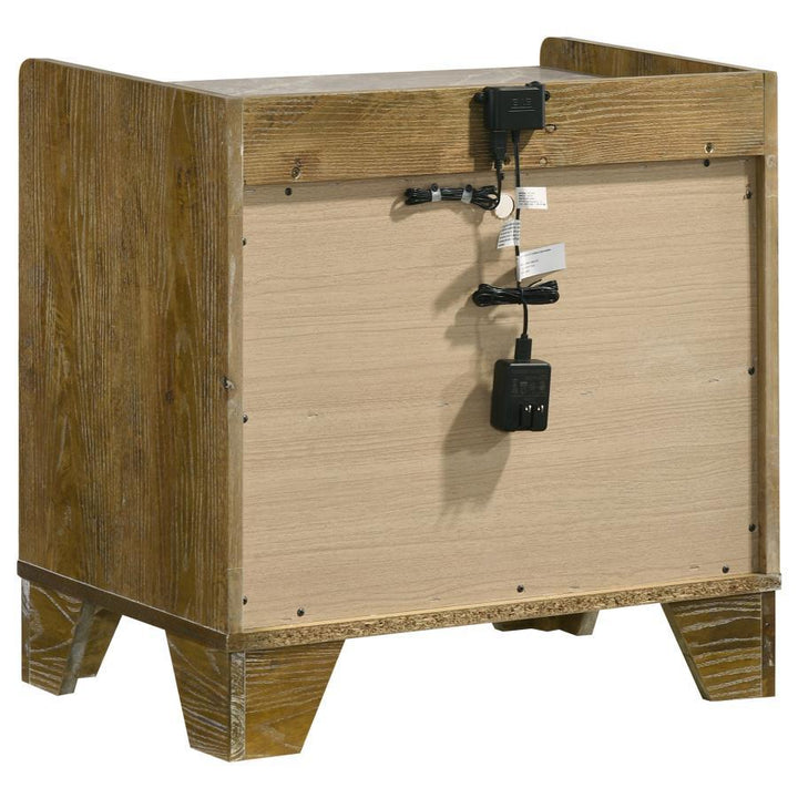 Henderson - 1 - Drawer LED Nightstand Bedside Table - Medium Oak Nightstand w/ Charging Station modern furniture Contempo Furniture