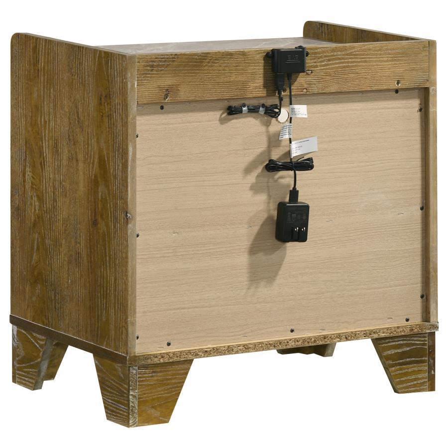 Henderson - 1 - Drawer LED Nightstand Bedside Table - Medium Oak Nightstand w/ Charging Station modern furniture Contempo Furniture