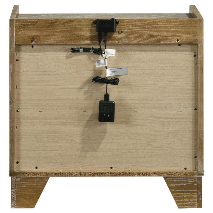 Henderson - 1 - Drawer LED Nightstand Bedside Table - Medium Oak Nightstand w/ Charging Station modern furniture Contempo Furniture