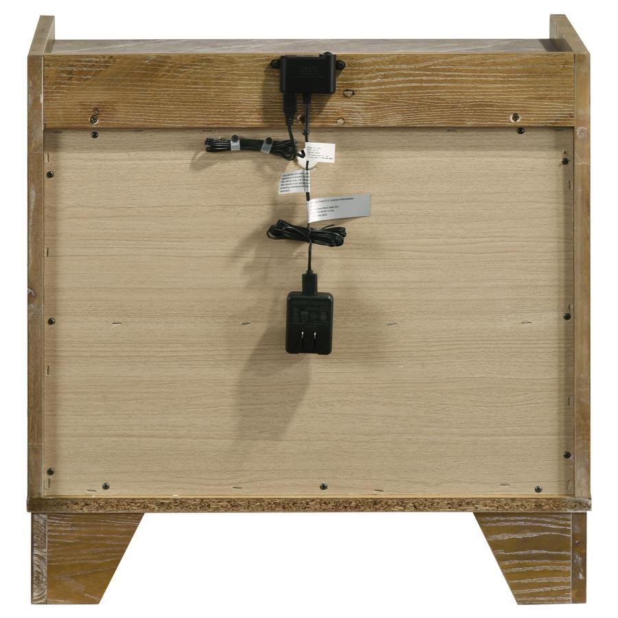 Henderson - 1 - Drawer LED Nightstand Bedside Table - Medium Oak Nightstand w/ Charging Station modern furniture Contempo Furniture