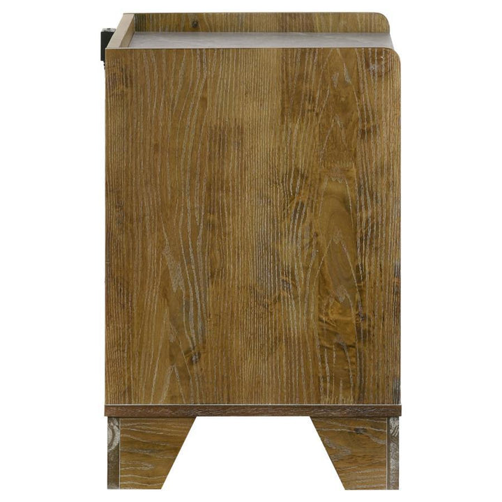 Henderson - 1 - Drawer LED Nightstand Bedside Table - Medium Oak Nightstand w/ Charging Station modern furniture Contempo Furniture