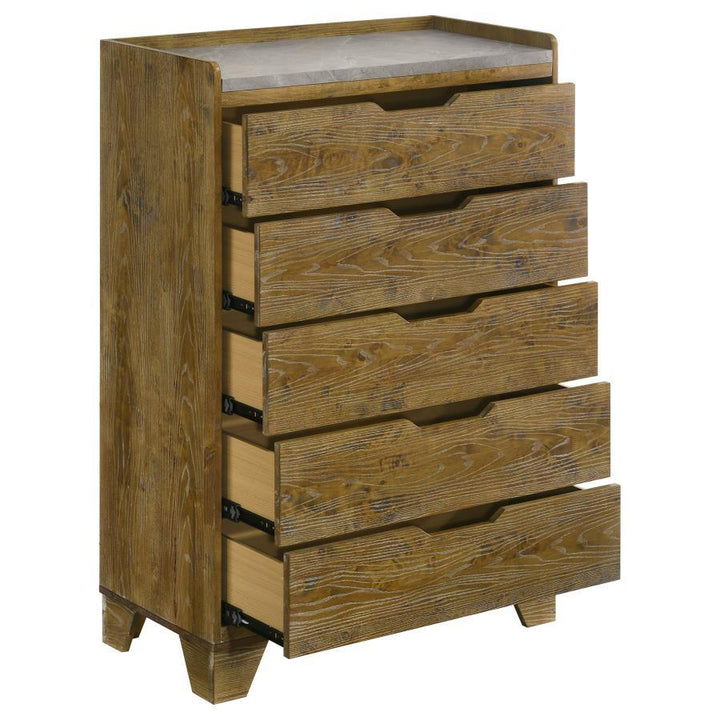 Henderson - 5 - Drawer Bedroom Chest Of Drawers - Medium Oak Accent Chest modern furniture Contempo Furniture
