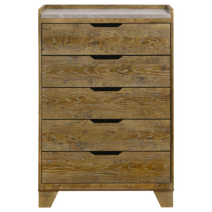 Henderson - 5 - Drawer Bedroom Chest Of Drawers - Medium Oak Accent Chest modern furniture Contempo Furniture