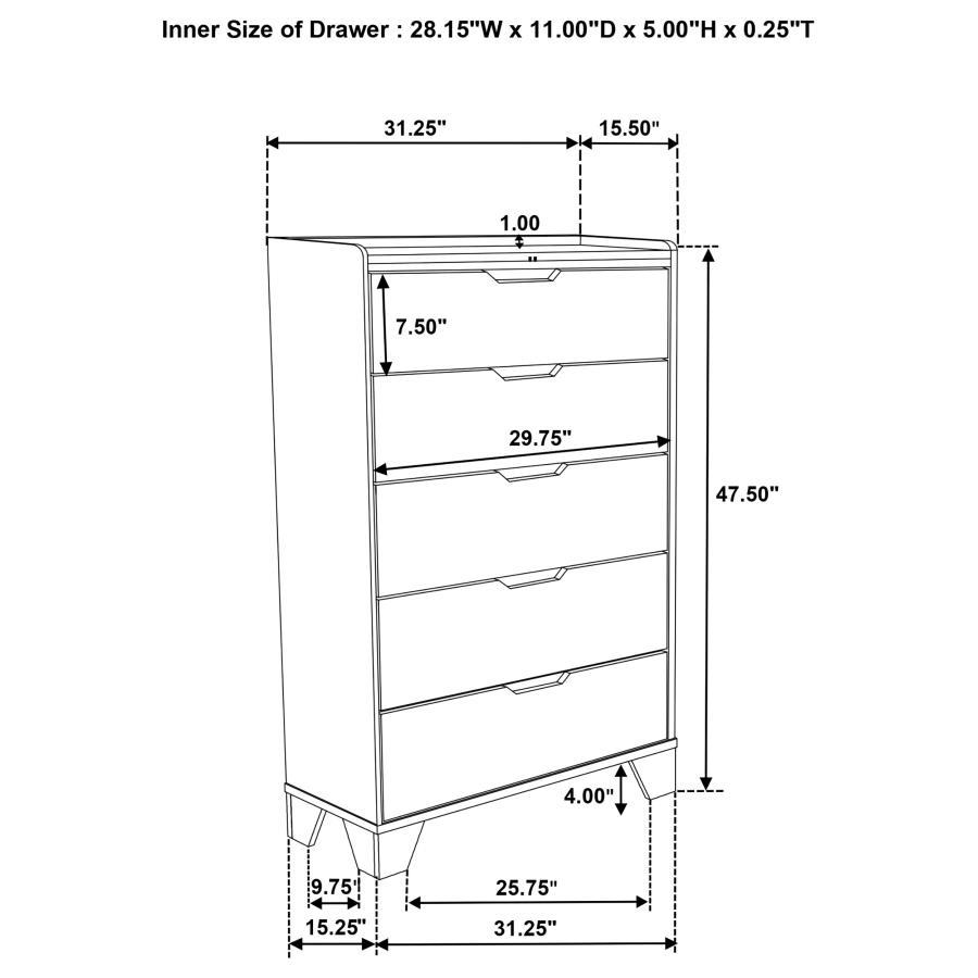 Henderson - 5 - Drawer Bedroom Chest Of Drawers - Medium Oak Accent Chest modern furniture Contempo Furniture