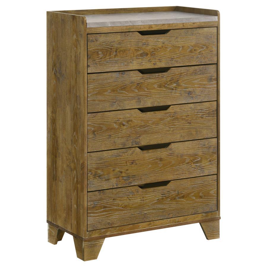 Henderson - 5 - Drawer Bedroom Chest Of Drawers - Medium Oak Accent Chest modern furniture Contempo Furniture
