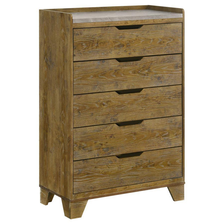 Henderson - 5 - Drawer Bedroom Chest Of Drawers - Medium Oak Accent Chest modern furniture Contempo Furniture