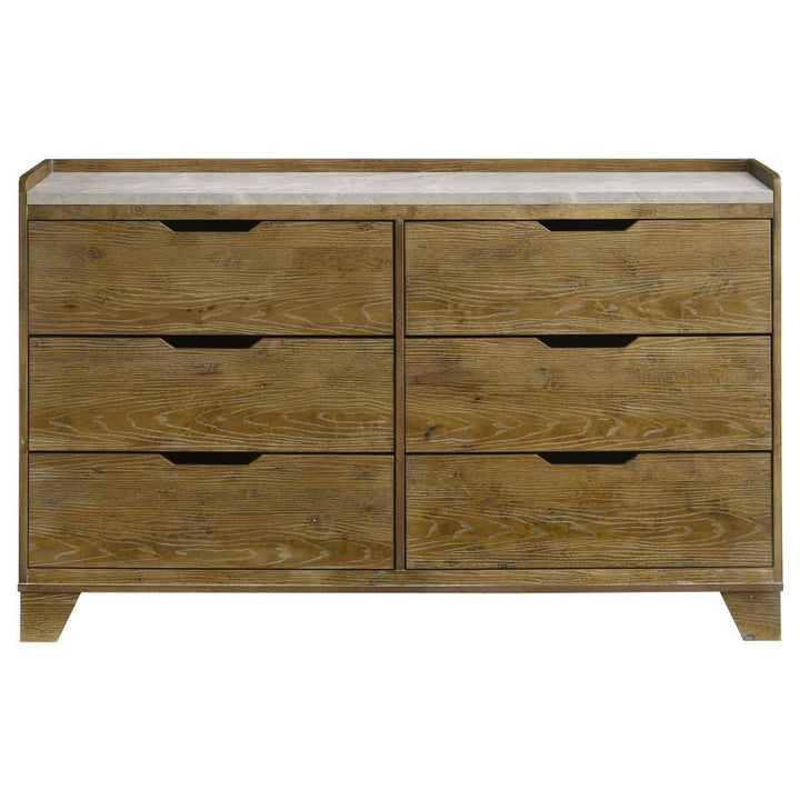 Henderson - 6 - Drawer Bedroom Dresser Cabinet - Medium Oak Dressers modern furniture Contempo Furniture