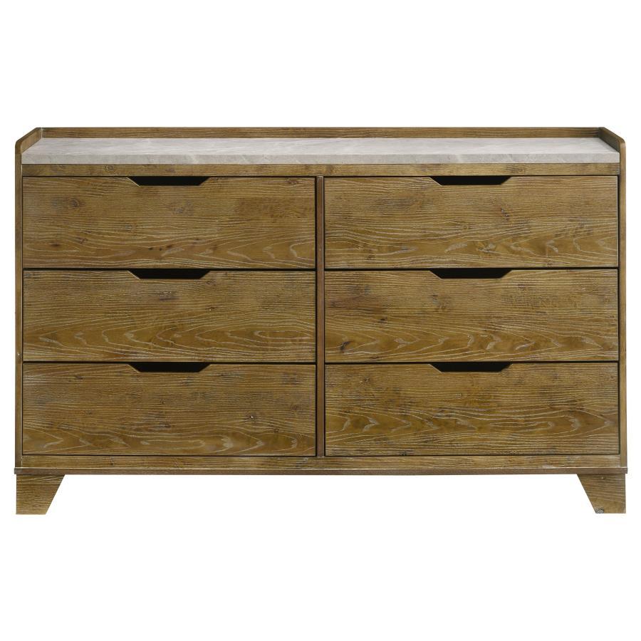 Henderson - 6 - Drawer Bedroom Dresser Cabinet - Medium Oak Dressers modern furniture Contempo Furniture