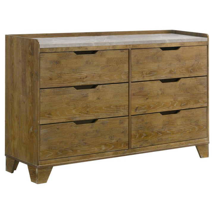 Henderson - 6 - Drawer Bedroom Dresser Cabinet - Medium Oak Dressers modern furniture Contempo Furniture
