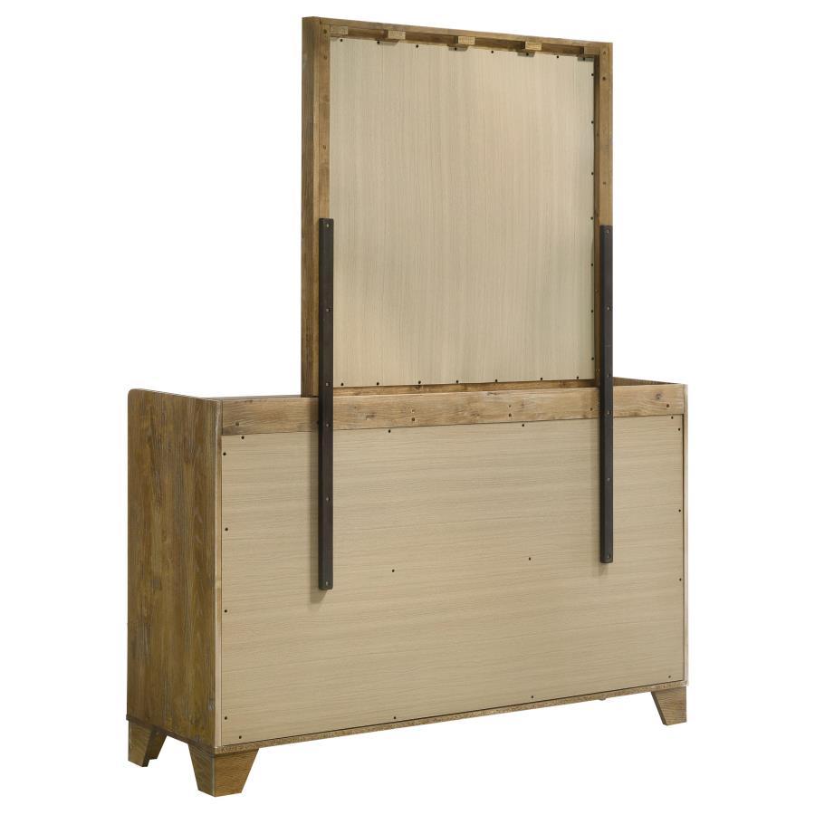 Henderson - 6 - Drawer Bedroom Dresser With Mirror - Medium Oak Dresser & Mirror modern furniture Contempo Furniture