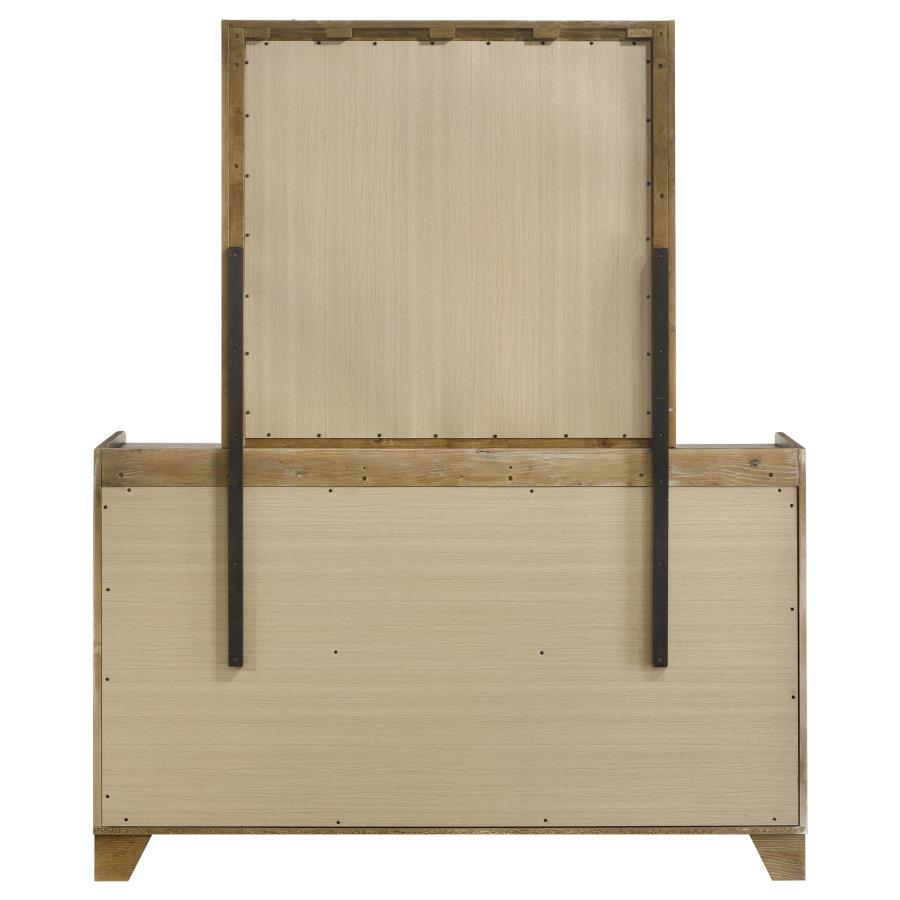 Henderson - 6 - Drawer Bedroom Dresser With Mirror - Medium Oak Dresser & Mirror modern furniture Contempo Furniture