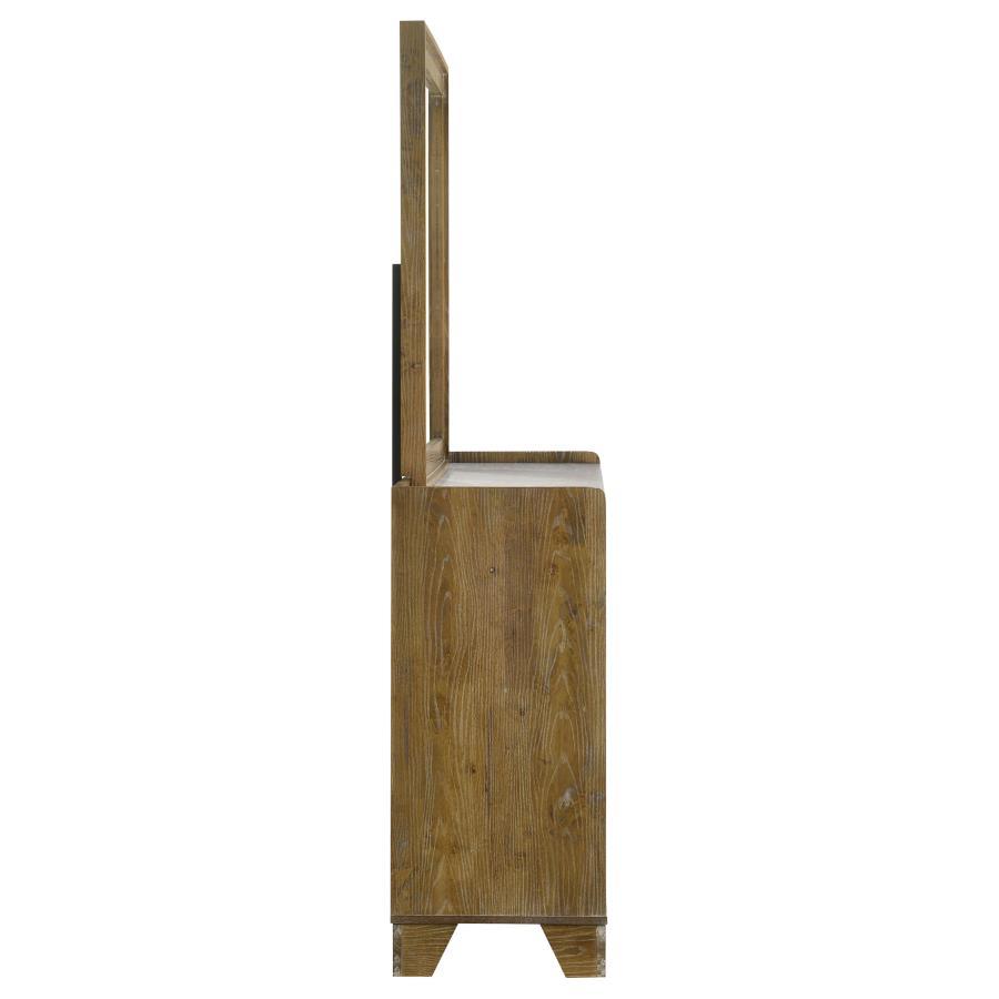 Henderson - 6 - Drawer Bedroom Dresser With Mirror - Medium Oak Dresser & Mirror modern furniture Contempo Furniture