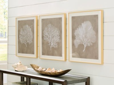 Hendridge Wall Art (Set of 3) - Light Brown Framed Print Set modern furniture Contempo Furniture