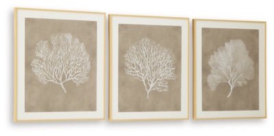 Hendridge Wall Art (Set of 3) - Light Brown Framed Print Set modern furniture Contempo Furniture