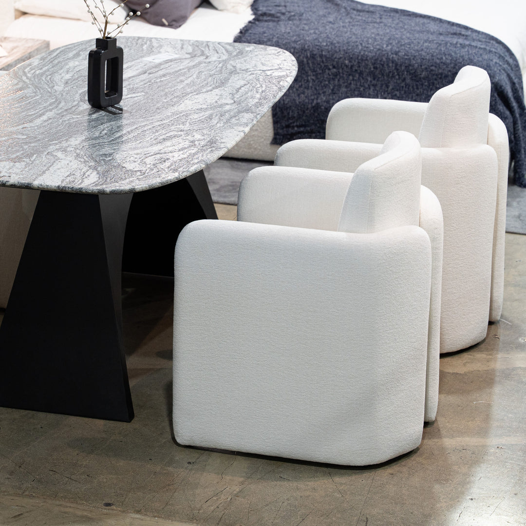 Hermosa  Modern White Fabric Dining Chair